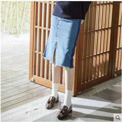 Split Front Ripped Denim Skirt