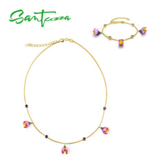 SANTUZZA Silver Jewelry Set for Women necklace l