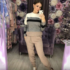 casual women's knit sweater pants suit