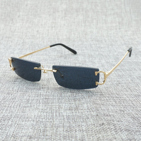 FNC Small Clear Lens Glasses Men Rimless C Wire Sunglasses