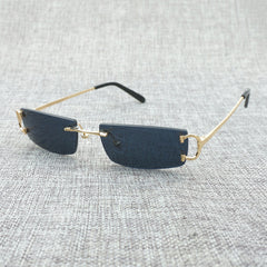 FNC Small Clear Lens Glasses Men Rimless C Wire Sunglasses