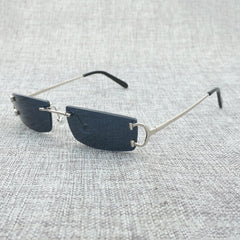 FNC Small Clear Lens Glasses Men Rimless C Wire Sunglasses