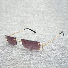 FNC Small Clear Lens Glasses Men Rimless C Wire Sunglasses