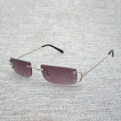 FNC Small Clear Lens Glasses Men Rimless C Wire Sunglasses