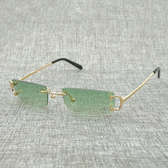 FNC Small Clear Lens Glasses Men Rimless C Wire Sunglasses