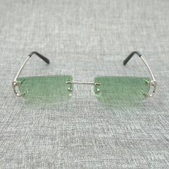 FNC Small Clear Lens Glasses Men Rimless C Wire Sunglasses