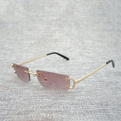 FNC Small Clear Lens Glasses Men Rimless C Wire Sunglasses