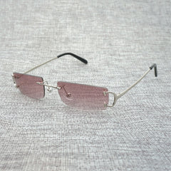 FNC Small Clear Lens Glasses Men Rimless C Wire Sunglasses