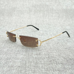 FNC Small Clear Lens Glasses Men Rimless C Wire Sunglasses