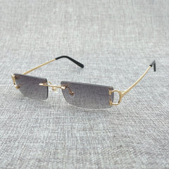 FNC Small Clear Lens Glasses Men Rimless C Wire Sunglasses