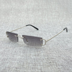 FNC Small Clear Lens Glasses Men Rimless C Wire Sunglasses
