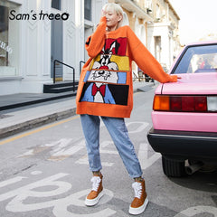 SAM'S TREE Multicolor Cartoon Print Knit Pullovers sweatear