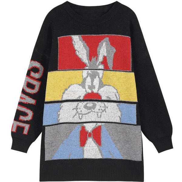 SAM'S TREE Multicolor Cartoon Print Knit Pullovers sweatear
