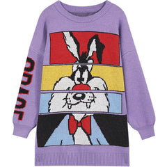 SAM'S TREE Multicolor Cartoon Print Knit Pullovers sweatear