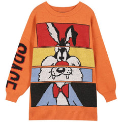 SAM'S TREE Multicolor Cartoon Print Knit Pullovers sweatear