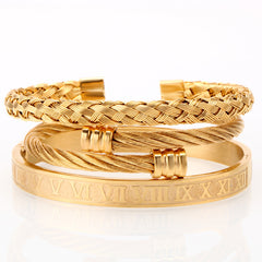 Mcllroy 3pcs/set Luxury Gold/steel 316L Stainless Steel Wristband