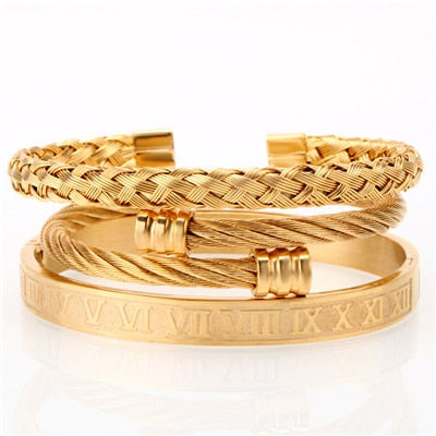 Mcllroy 3pcs/set Luxury Gold/steel 316L Stainless Steel Wristband