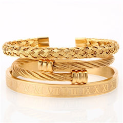 Mcllroy 3pcs/set Luxury Gold/steel 316L Stainless Steel Wristband