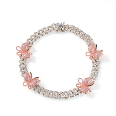 Uwin 12mm Cuban Pink Butterfly Necklace