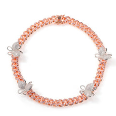 Uwin 12mm Cuban Pink Butterfly Necklace