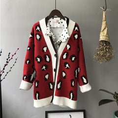 FNC Autumn Winter Knitted Leopard Sweaters