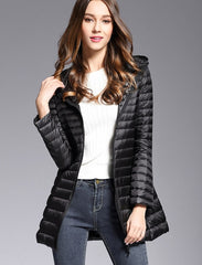 Woman Spring Padded Hooded Long Jacket