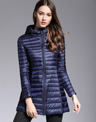 Woman Spring Padded Hooded Long Jacket