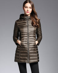 Woman Spring Padded Hooded Long Jacket