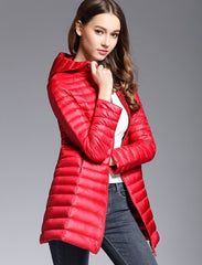 Woman Spring Padded Hooded Long Jacket