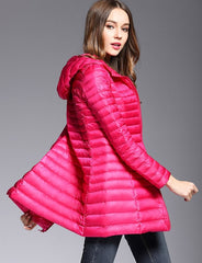 Woman Spring Padded Hooded Long Jacket