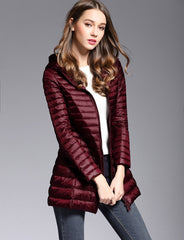Woman Spring Padded Hooded Long Jacket