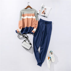 casual women's knit sweater pants suit