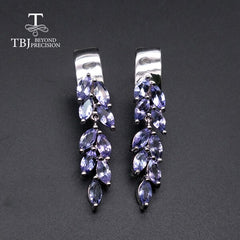 Natural gemstone tanzanite jewelry set sterling silver earring&rings