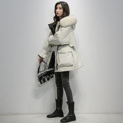 Fitaylor Large Natural Fox Fur Hooded Winter Jacket