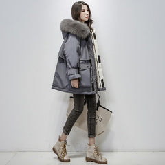 Fitaylor Large Natural Fox Fur Hooded Winter Jacket