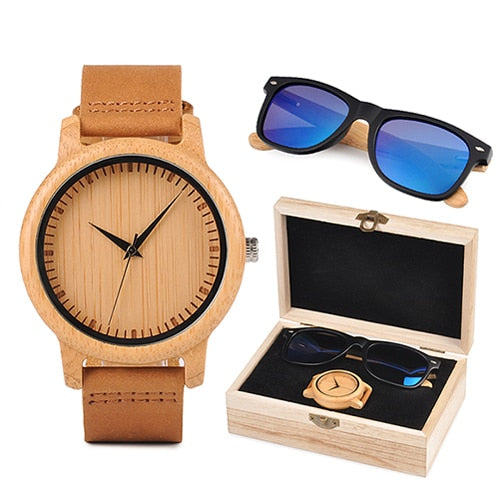 BOBO BORD Bamboo Men Watch + Sunglass