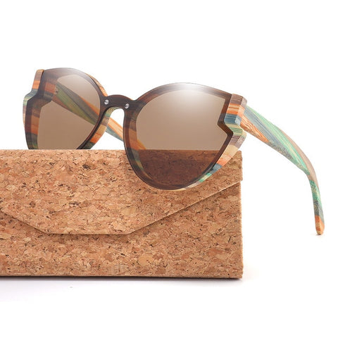 FNC Butterfly Wood Bamboo Sunglasses