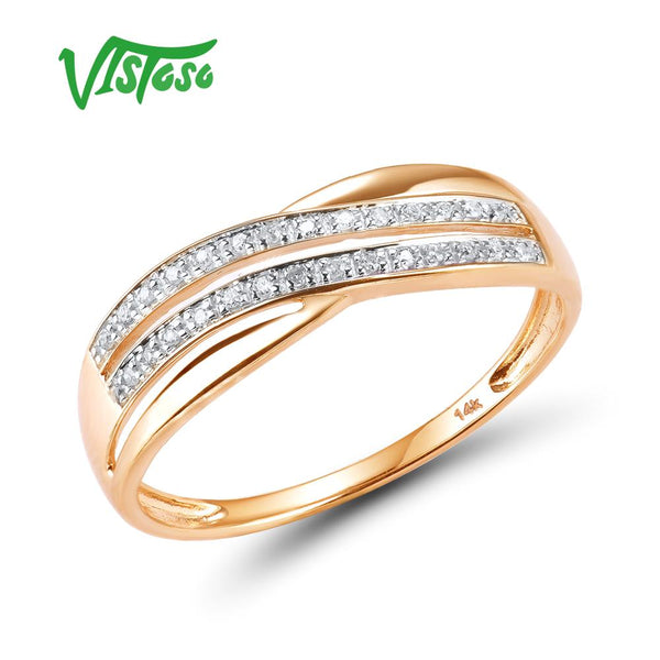 VISTOSO Genuine Rose Gold Rings
