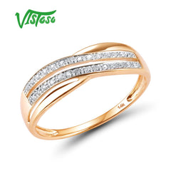 VISTOSO Genuine Rose Gold Rings