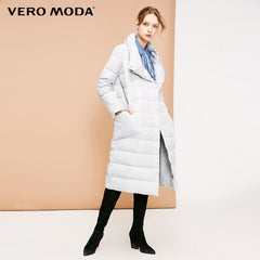 New white duck down side pocket oversize long down jacket