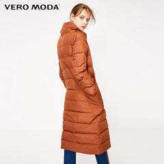 New white duck down side pocket oversize long down jacket