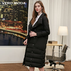New white duck down side pocket oversize long down jacket