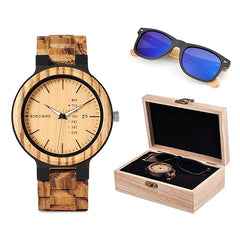 BOBO BIRD Classic Men Custom Wood Watch+Wooden Sunglasses