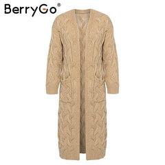 BerryGo Vintage mohair long cardigan women sweaters