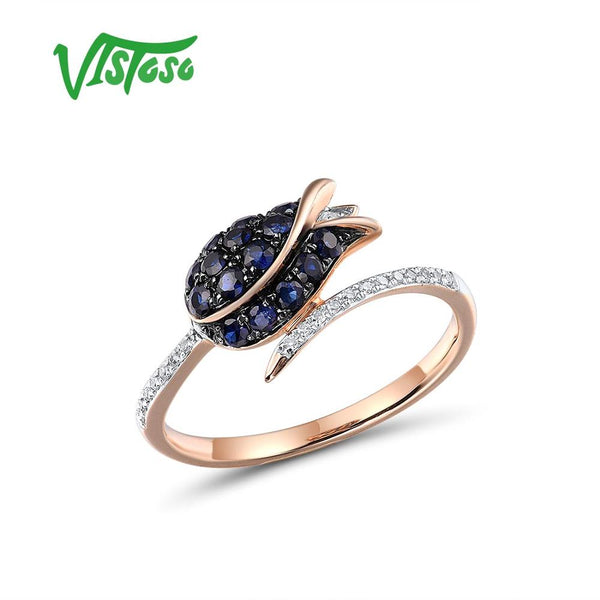 VISTOSO Pure 14K 585 Rose Gold Ring