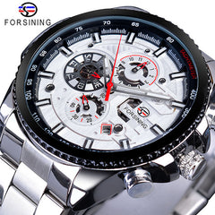 Forsining Three Dial Calendar Stainless Steel watch