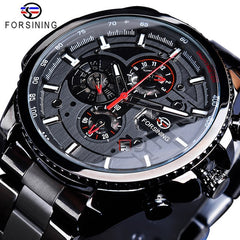 Forsining Three Dial Calendar Stainless Steel watch