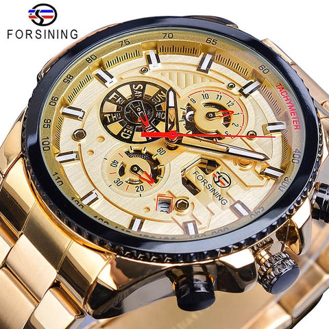 Forsining Three Dial Calendar Stainless Steel watch