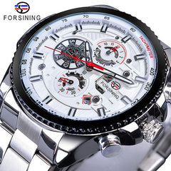 Forsining Three Dial Calendar Stainless Steel watch