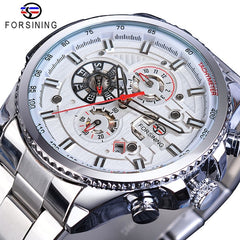Forsining Three Dial Calendar Stainless Steel watch